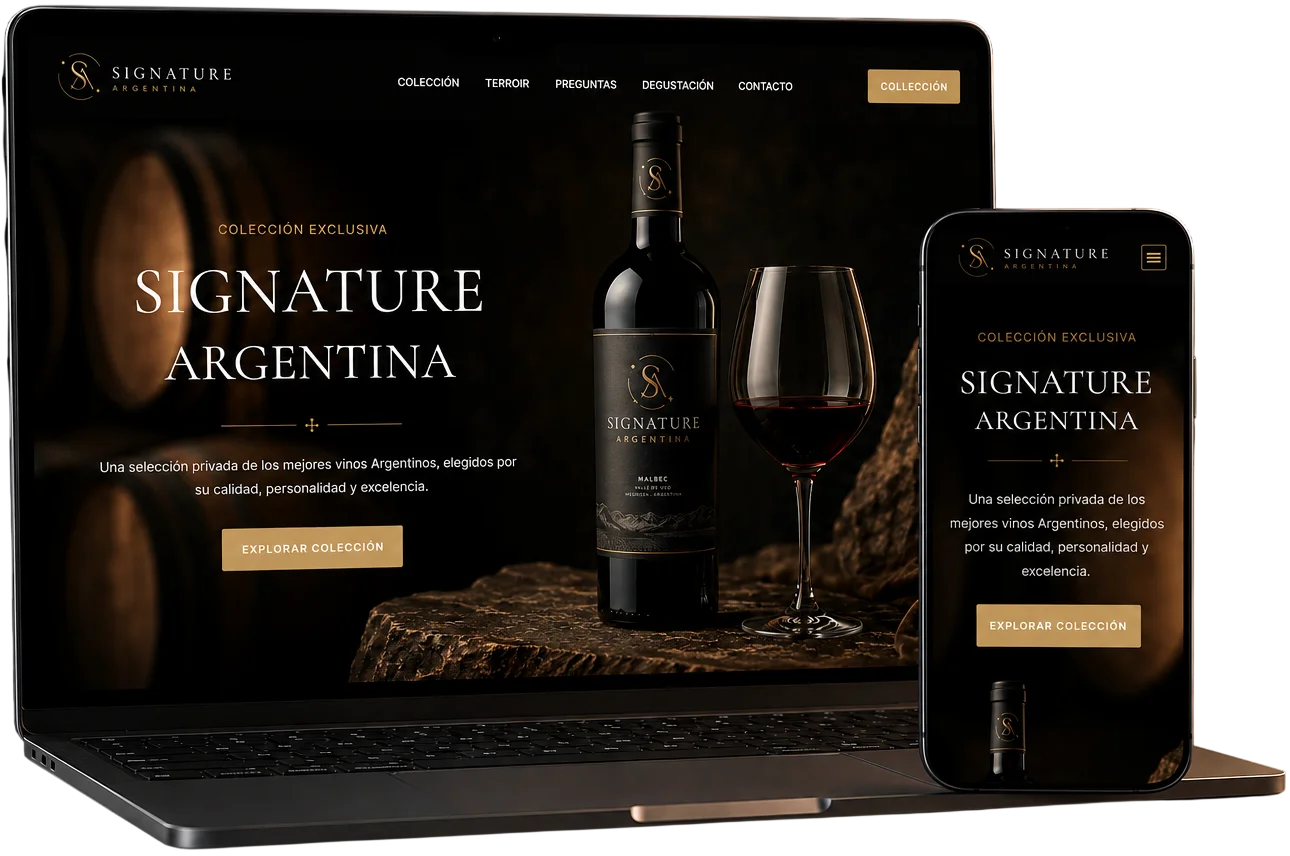 Web de Signature Argentina mostrada en ordenador y móvil
