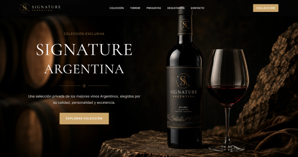 Diseño web de Signature Argentina para una colección premium de vinos